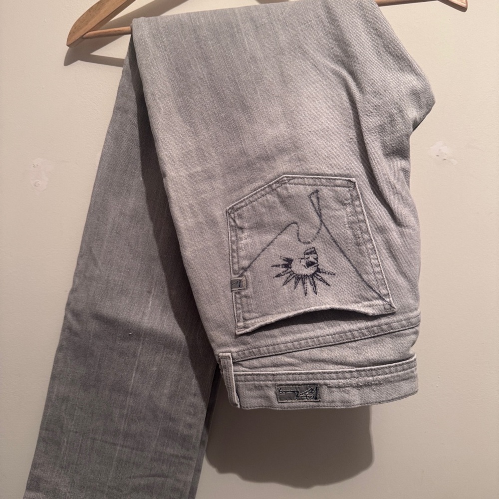 Citizens of Humanity- Gray Denim Jeans with Embroidered Pocket